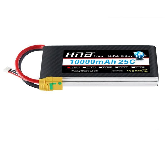 HRB Lipo 2S 電池 7.4V 10000mah - 25C XT60 T EC2 EC3 EC5 XT90 XT30 適用於遙控汽車卡車怪物船無人機遙控玩具