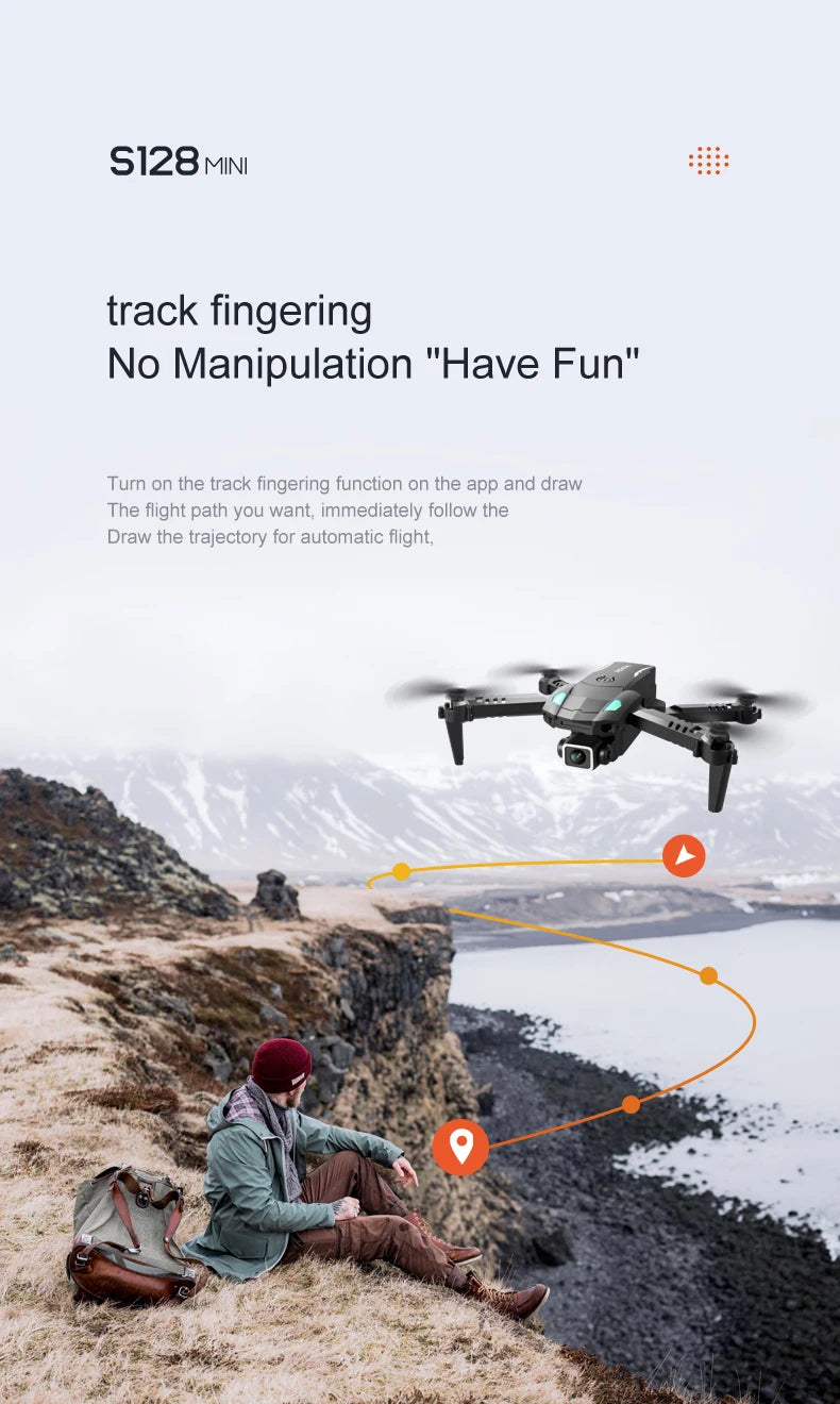 XYRC S128 Mini Drone - 4K HD Camera Three-sided Obstacle Avoidance Air Pressure Fixed Height Professional Foldable Quadcopter Toys 30 XYRC S128 Mini Drone, turn on the track fingering function on the app and draw the flight