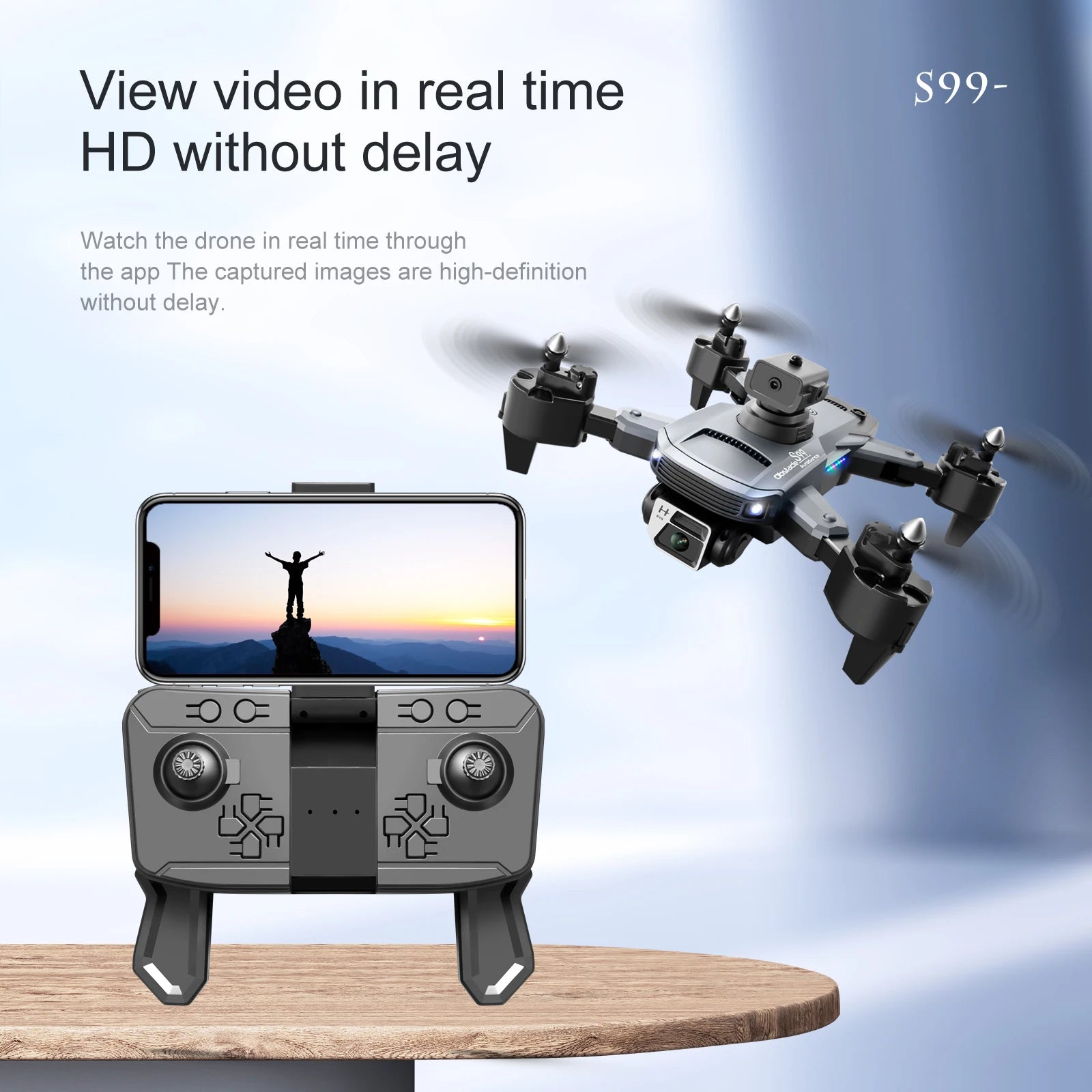 S99 Drone - Dual 4K HD WIFI FPV 2.4GHz Four-Sided Obstacle Avoidance With Light Four-Axis Folding Remote Control Helicopter Toy 44 S99 Drone, the captured images are high-definition without delay .