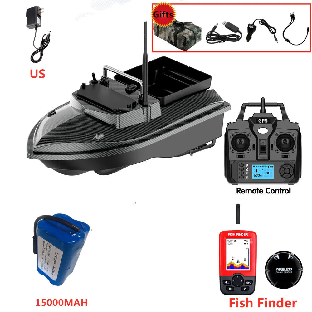 Tccicadas V060 GPS Fishing Bait Boat, GPS Fishing Bait Boat with Remote, Fish Finder, Battery, and Accessories