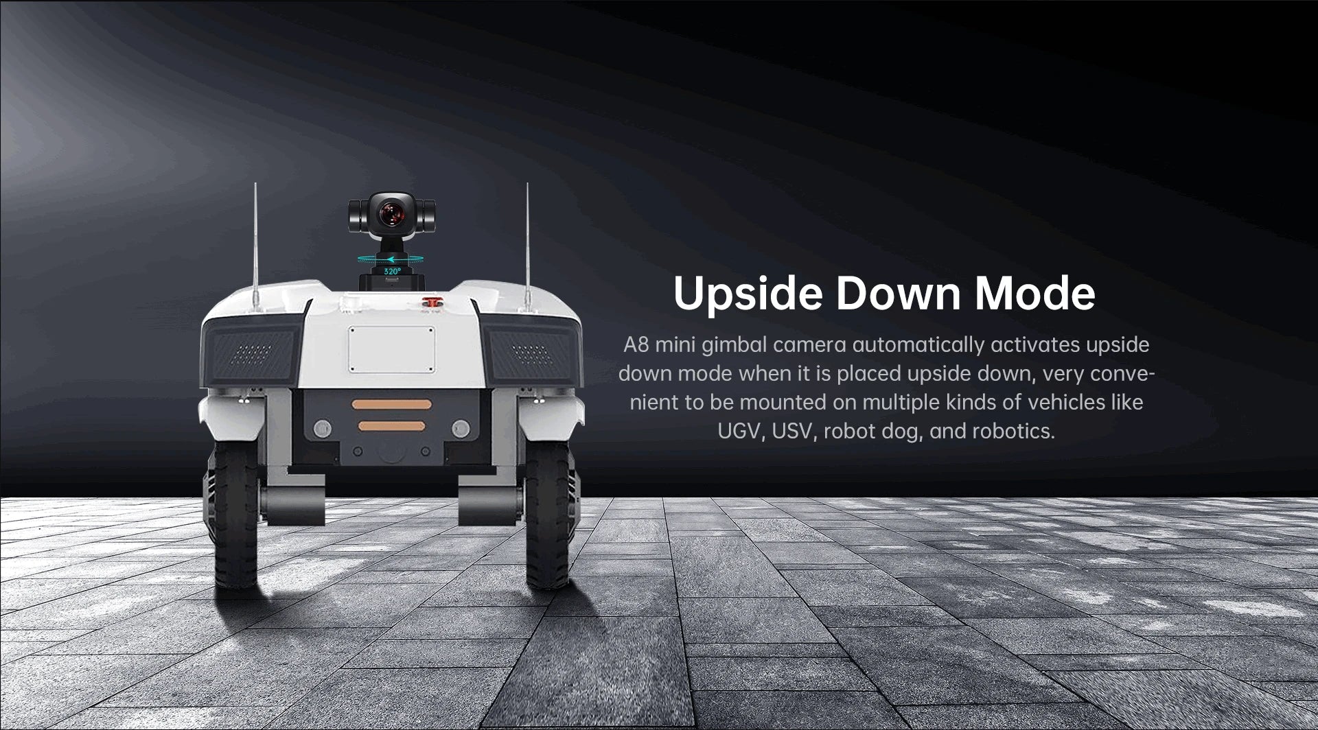 A8 mini gimbal camera automatically activates upside down mode when it is placed upside