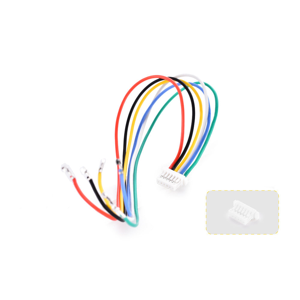 6-pin SH1.0mm GPS module cable with white micro connector and six color-coded wires with crimped ends