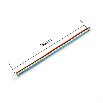 6-pin SH1.0mm GPS module cable harness, 250mm long, with multicolor wires and small white connector