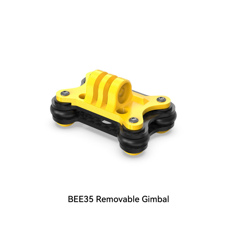 Accessories for SpeedyBee Bee35, SpeedyBee Bee35 removable camera gimbal mount in yellow with four rubber vibration dampers