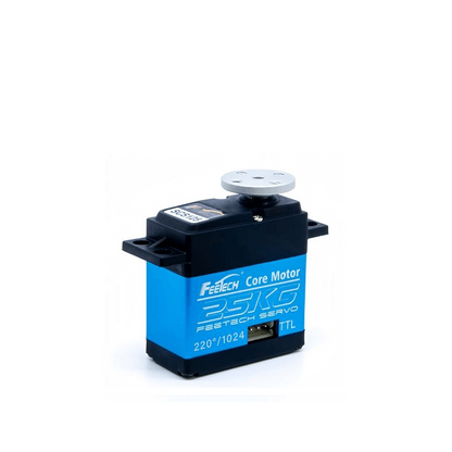 FEETECH SCS125 Servo, FEETECH 25kg.cm core motor with steel gears, 220°/1024 resolution, TTL communication, serial feedback, operates at 4–8.4V, ideal for robotics and precise control applications.