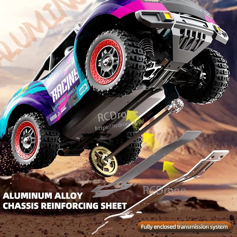 SCY 18103 PRO 1/18 RC Car, Reinforced aluminum chassis, fully enclosed drivetrain, 4WD racing RC truck with brushless motor for high-performance off-road driving.