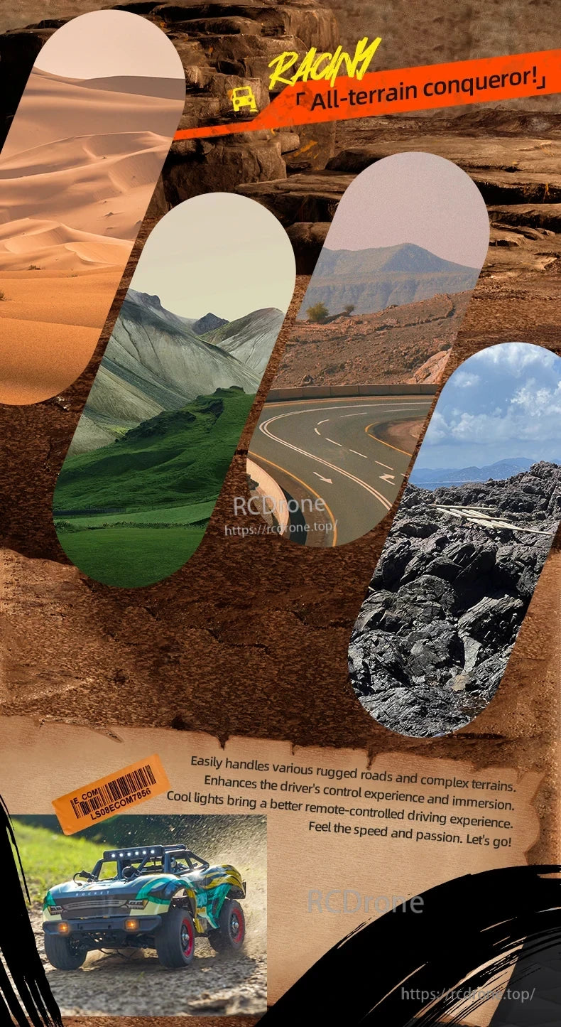 SCY 18103 PRO 1/18 RC Car, High-performance racing drone conquers rough terrain, boosts control and immersion with cool lights, delivering thrilling speed and passion for an ultimate remote driving experience.