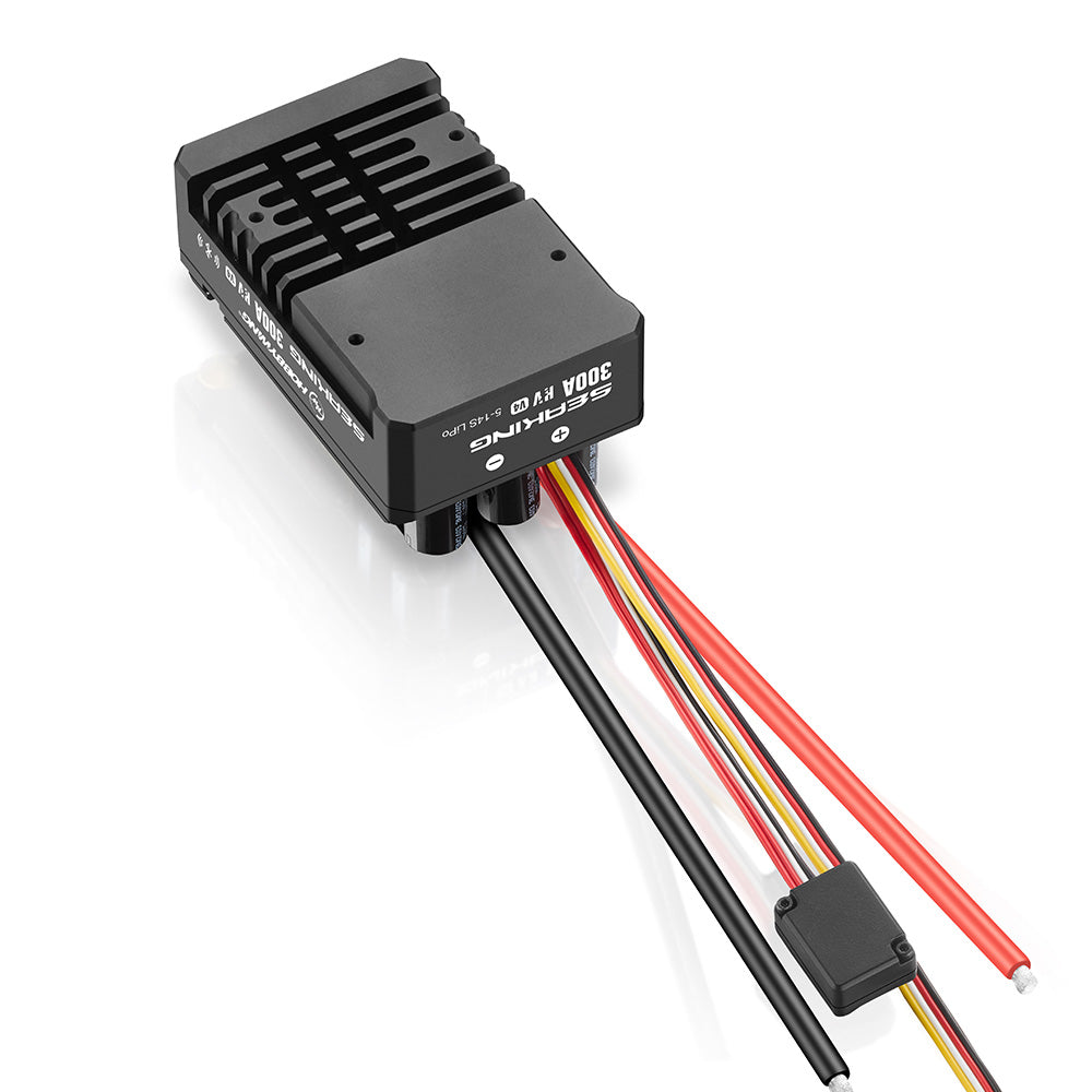 Hobbywing SEAKING 300A HV V4 boat ESC with finned heatsink case and prewired power and signal leads