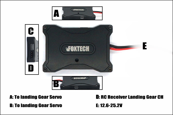 Foxtech D130 X8 V2 Octocopter, The main components of the Foxtech D130 Octocopter include a to landing gear servo, RC receiver, and landing gear.