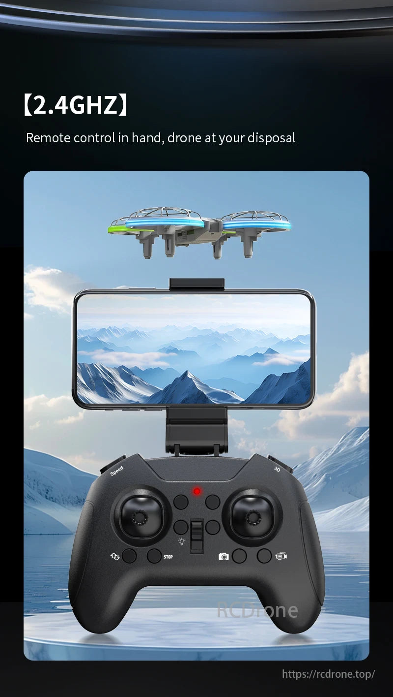 SG500 MAX Drone, The 2.4GHz remote control easily operates the drone, providing live mountainous landscape views on a smartphone.