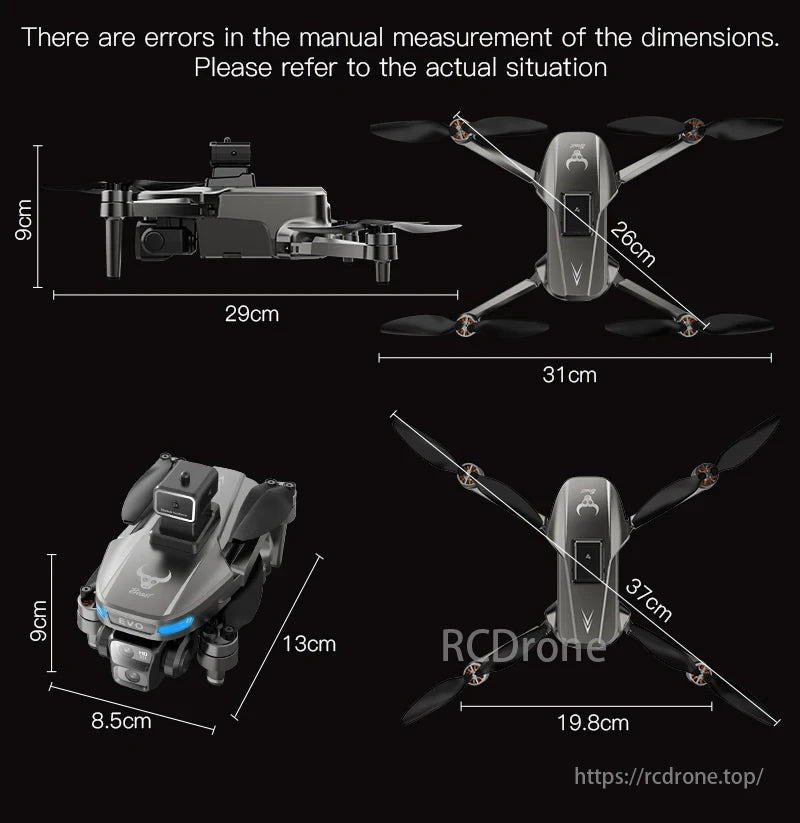 SG901 MAX GPS Drone, Errors in manual measurement of drone dimensions. Refer to actual situation for accuracy.