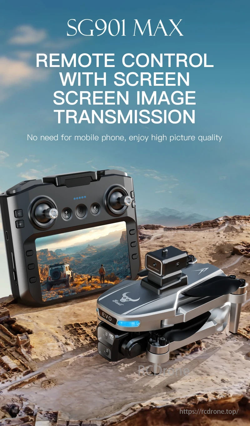 SG901 MAX GPS Drone, SG901 MAX remote control with screen for high-quality image transmission.