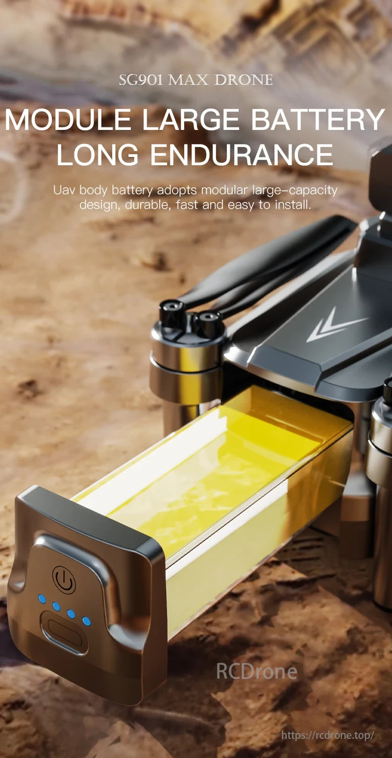 SG901 MAX GPS Drone, SG901 MAX drone features a large, modular battery for long endurance, with durable, fast, and easy installation.