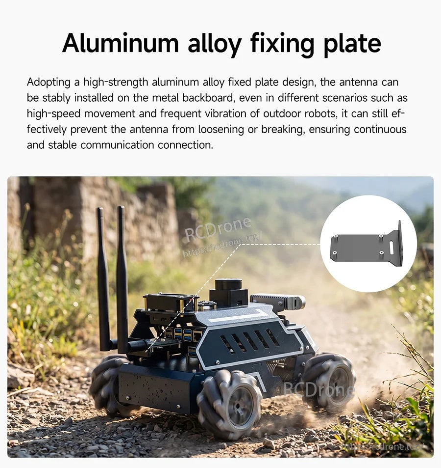 Aluminum alloy fixing plate accessory for mounting antennas on robots and mobile platforms