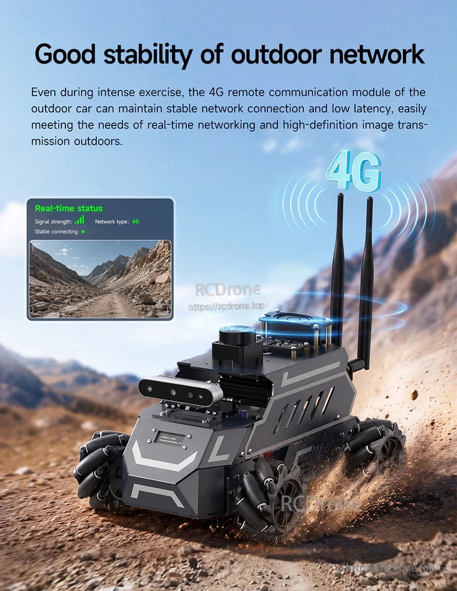 Outdoor robot example highlighting stable 4G networking and real-time status in rugged environments