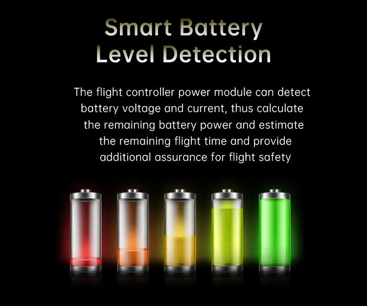 SIYI 2S to 14S Power Module, Battery level detection helps ensure safer flights by monitoring voltage and current, estimating remaining power and flight time.