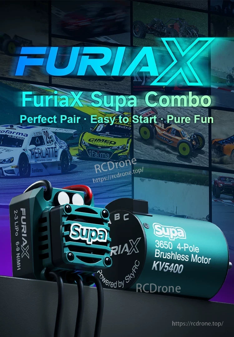 SKYRC FuriaX Supa Combo 60A brushless ESC with 3650 4-pole 5400KV motor for 1/10 RC cars