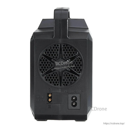 SKYRC T200 Dual AC/DC Battery Balance Charger, Rear view of SKYRC T200 dual AC/DC balance charger with cooling fan grille and AC 100–240V power inlet