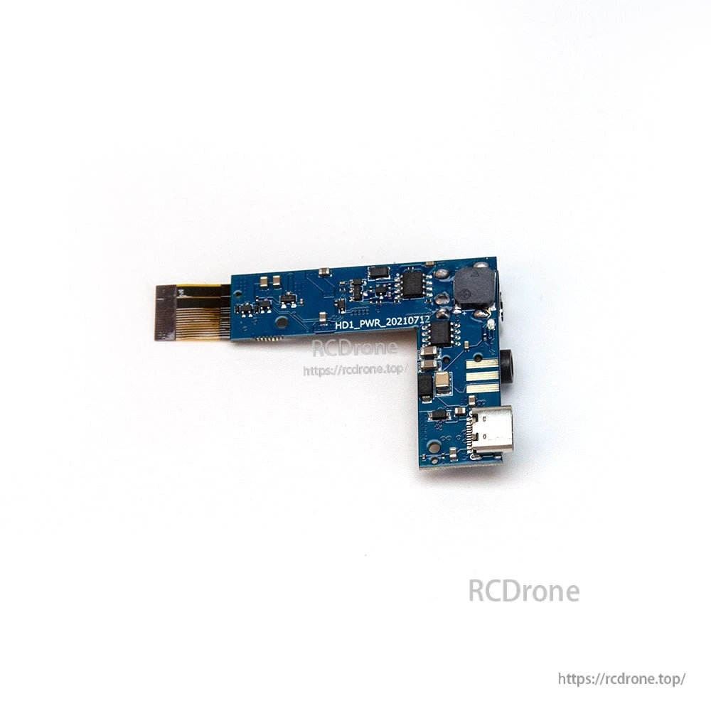 L-shaped power/IO PCB with USB port and ribbon connector for goggle repair