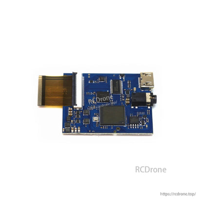 Interface PCB rear view with micro USB port, 3.5mm jack, and ribbon cable
