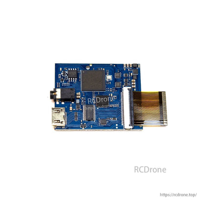 Goggle interface PCB with micro USB port and wide ribbon cable connector