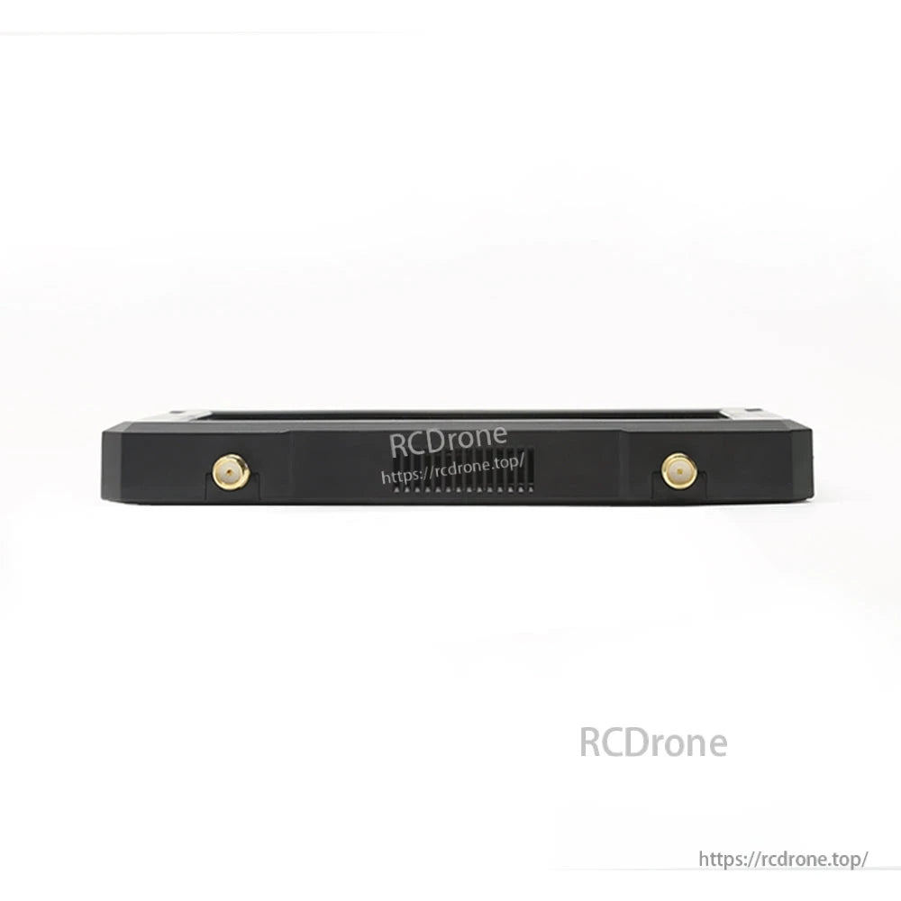 Top edge view with two antenna SMA connectors and center ventilation grille on the FPV monitor