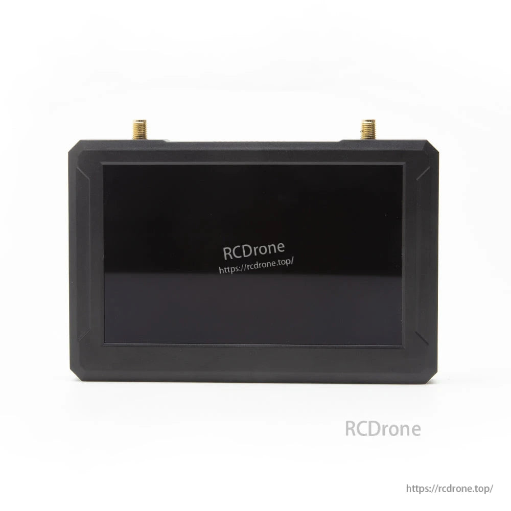 Front view of 5-inch monitor with screen off and dual antenna connectors on top