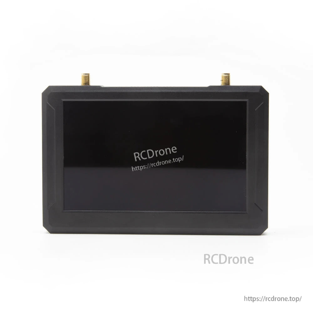 Front view of monitor screen with rugged bezel and two top antenna connectors