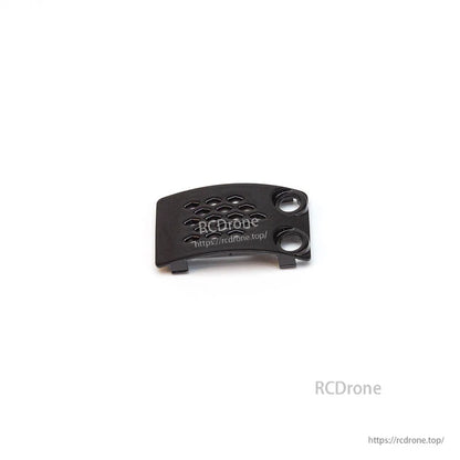 Black vented bay cover plate, angled view showing curved shape and two circular cutouts