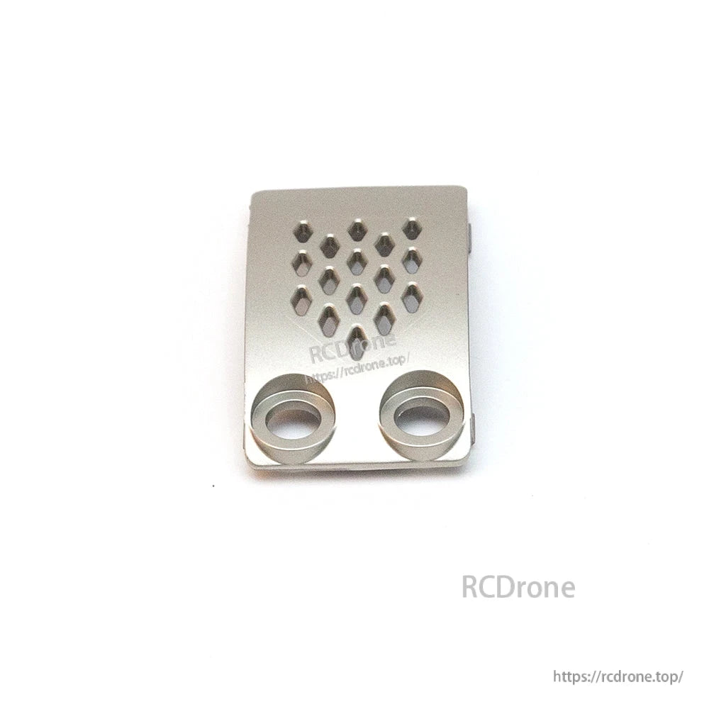 Silver bay cover front view with diamond ventilation holes and two circular openings at bottom