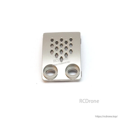 Silver bay cover front view with diamond ventilation holes and two circular openings at bottom