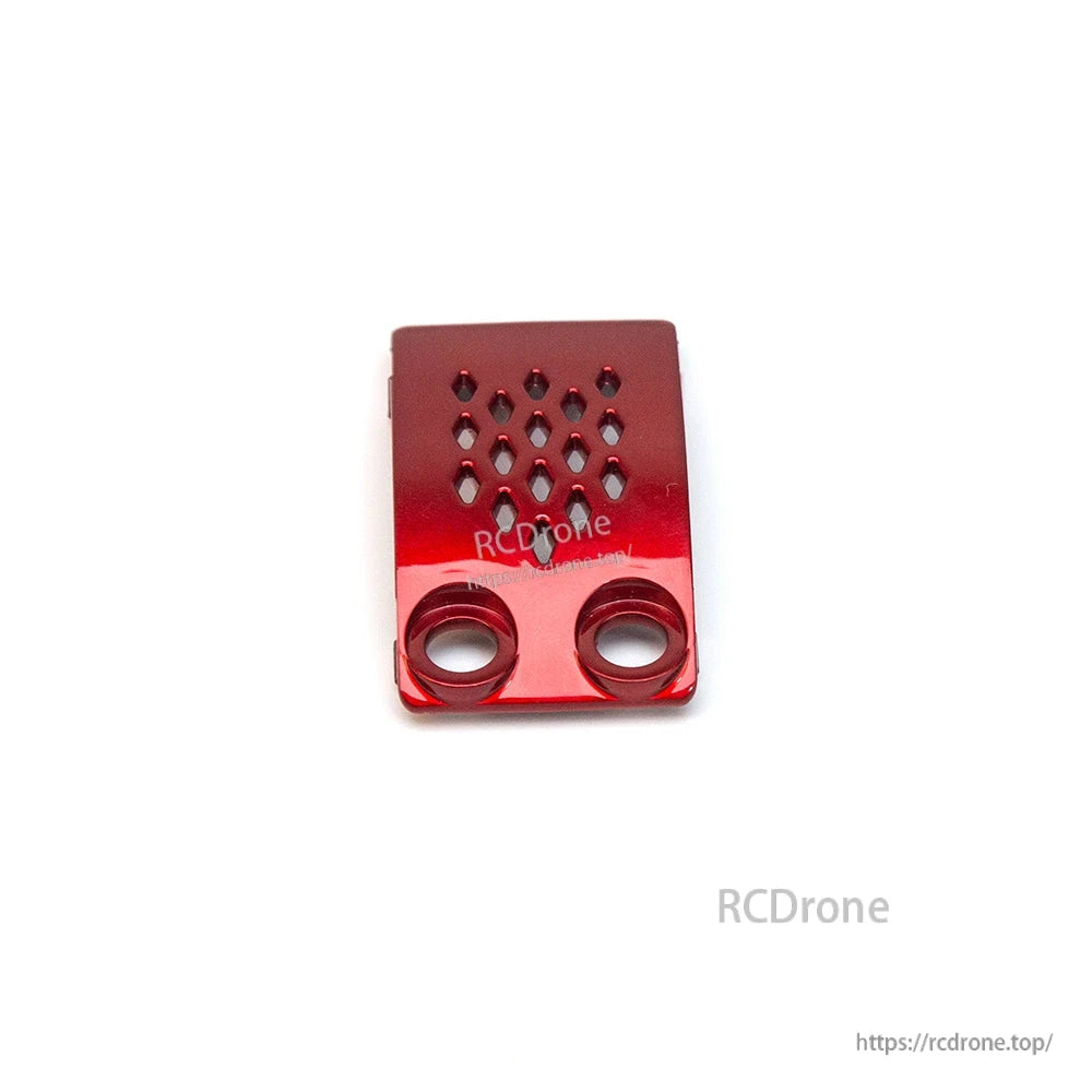 Red bay cover front view with diamond vent pattern and twin circular openings