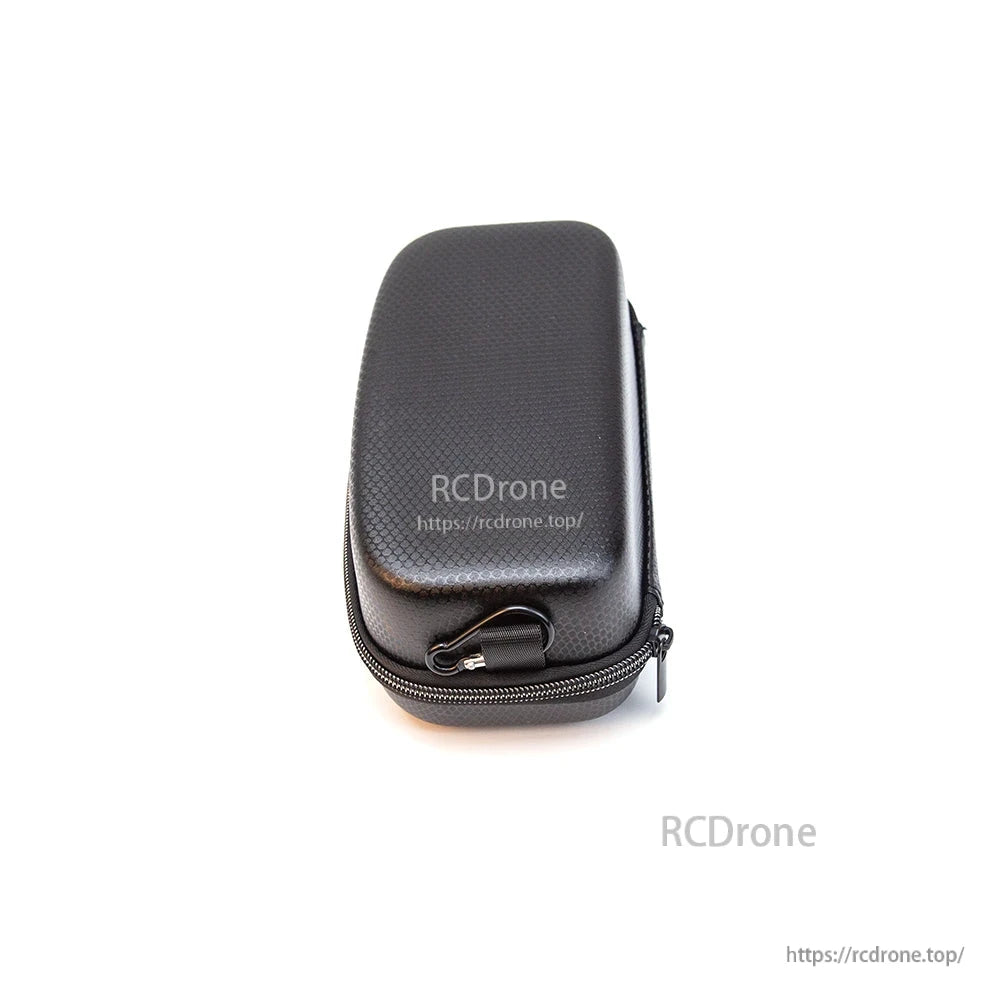 End view of Skyzone goggle case showing wrist lanyard loop and zipper track