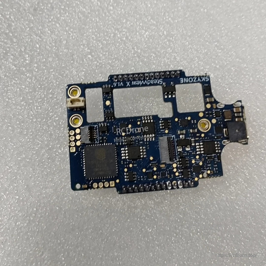 Steadyview X V1.6 replacement PCB (SKYZONE STVX) with connectors and mounting holes on anti-static foam