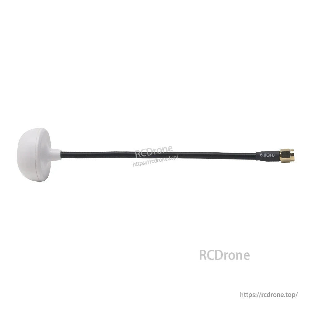 Side profile of white 5.8GHz antenna showing cable length and SMA connector end