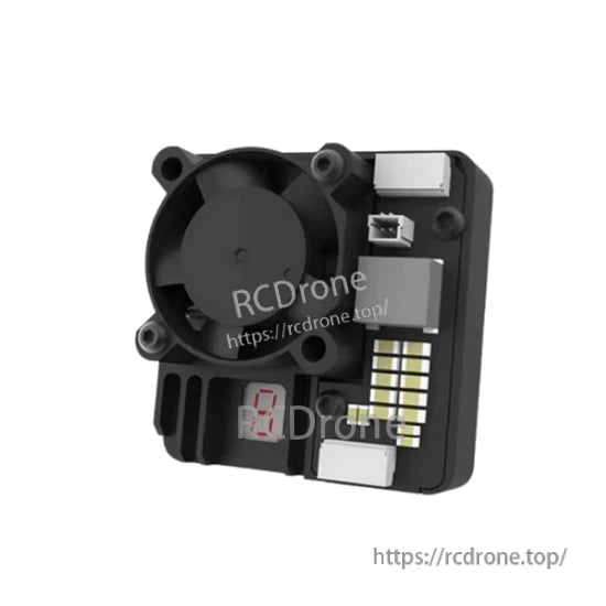 Angled view of SKYZONE VT1225 CNC 1.2G VTX with fan cooling and onboard channel display