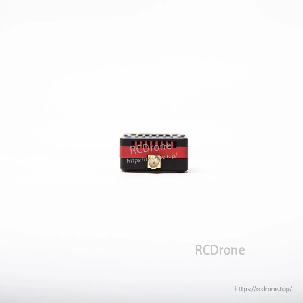 SKYZONE VT7550 CNC 7.5G 5W VTX end view showing SMA port and vented heat-sink top