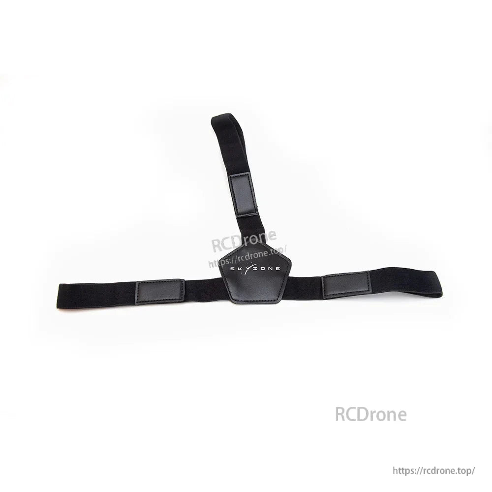 Interior view of head strap with three Velcro pads and center section for goggle mounting