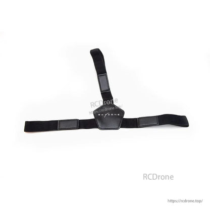 Interior view of head strap with three Velcro pads and center section for goggle mounting
