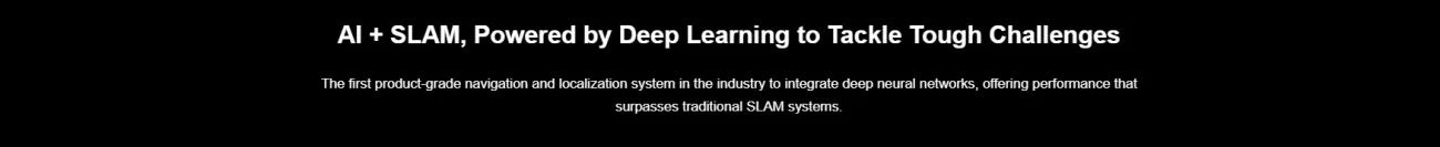 Banner text for AI + SLAM powered by deep learning, highlighting robust mapping and localization challenges