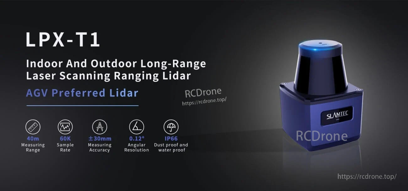 SLAMTEC LPX-T1 LiDAR laser scanner, 270° field of view, IP66 housing, Ethernet interface for robotics