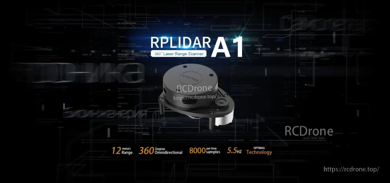 SLAMTEC RPLIDAR A1 360° laser range scanner for robot SLAM navigation, 0.15–12 m, 8000 Hz sampling