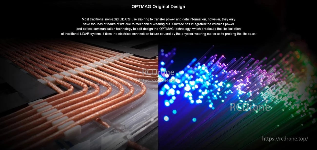 OPTMAG design graphic showing wireless power transfer and optical communication concept for RPLIDAR A1