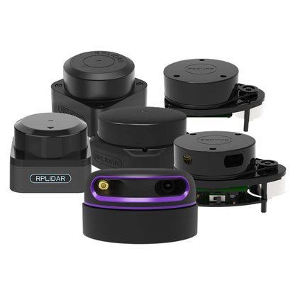 Slamtec RPLIDAR SLAM series LiDAR lineup (C1, A1, A2, S2, S2L, S3) sensors shown together