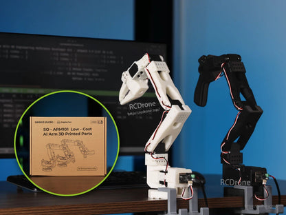 SO-ARM101: Affordable, open-source 3D-printed PLA+ robotic arm parts for LeRobot, including leader/follower/clamp sets.