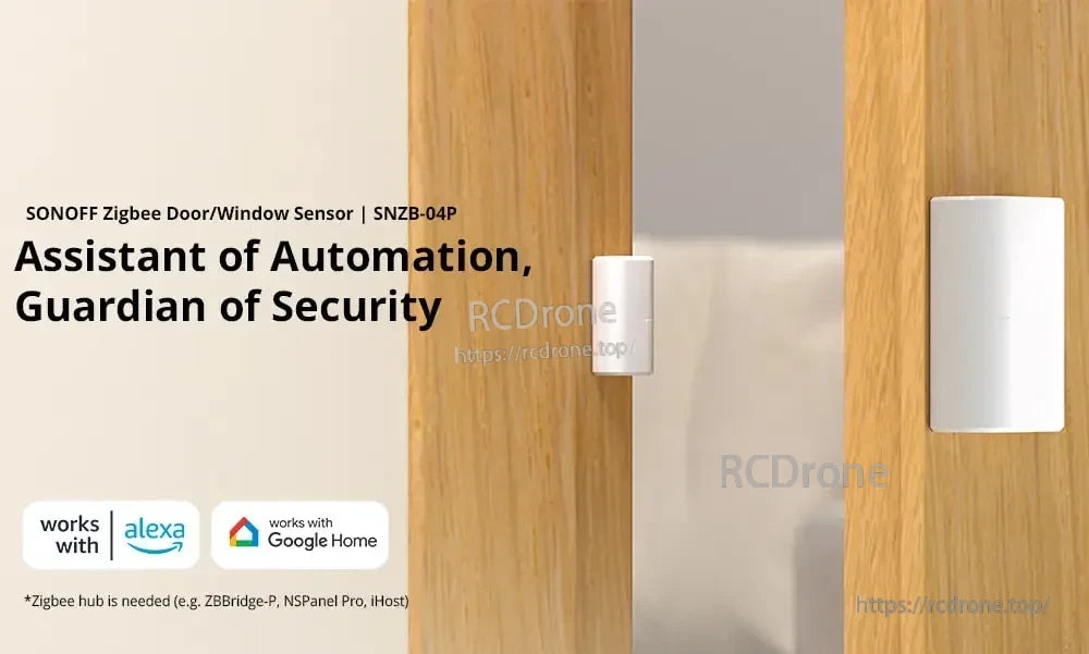 SONOFF SNZB-04P Zigbee Door Window Sensor, SONOFF SNZB-04P Zigbee door/window sensor for smart automation and security, compatible with Alexa and Google Home; requires Zigbee hub.