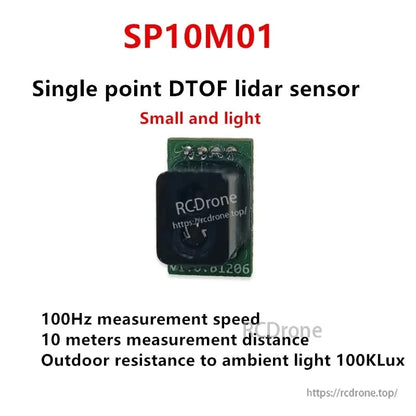 The SP10M01 DTOF LiDAR module measures up to 10m at 100Hz with UART TTL comms, ideal for outdoor use in drones and robotics.