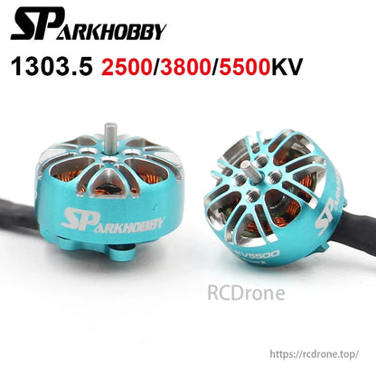 SPARKHOBBY XSPEED 1303.5 brushless motor for RC drones, with 2500/3800/5500KV options.