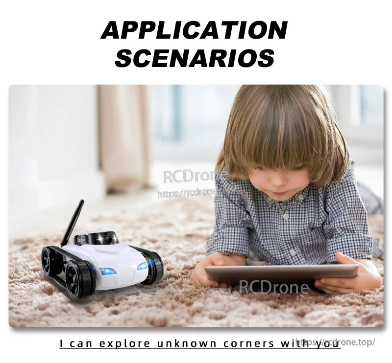 SQN-019 FPV RC Tank, FPV RC tank lets kids explore via tablet control.