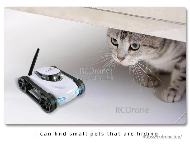 SQN-019 FPV RC Tank, A remote control car with wireless WiFi, plastic material, white color, and features like RC exploration and FPV driving.